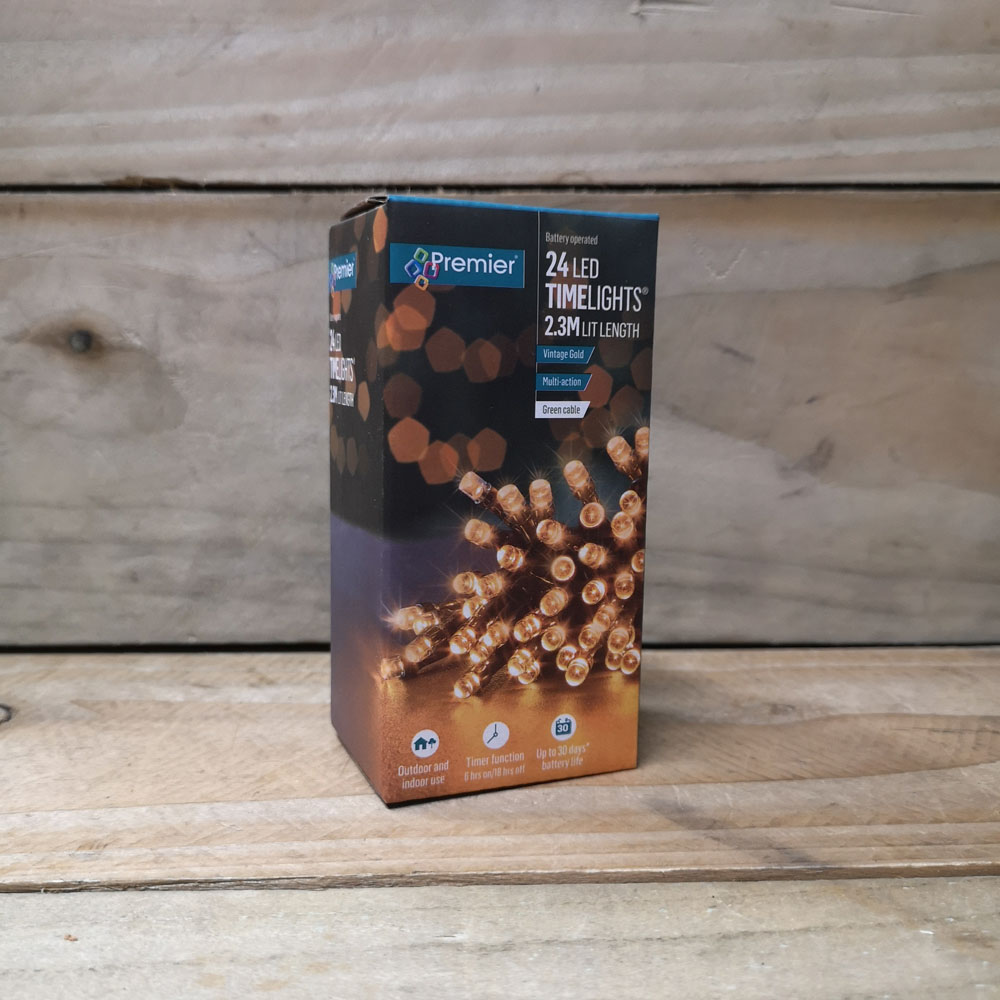 Premier TimeLights 24 Vintage Gold LED Multi-Function Christmas String Light 2.3m Image 6