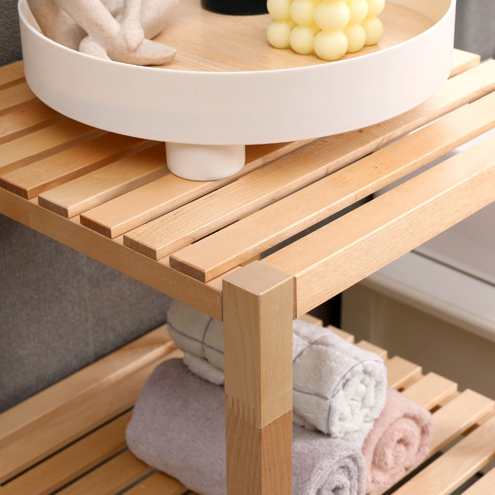 FurnitureHMD 3 Shelf Natural Birch Wood Bookcase Image 4