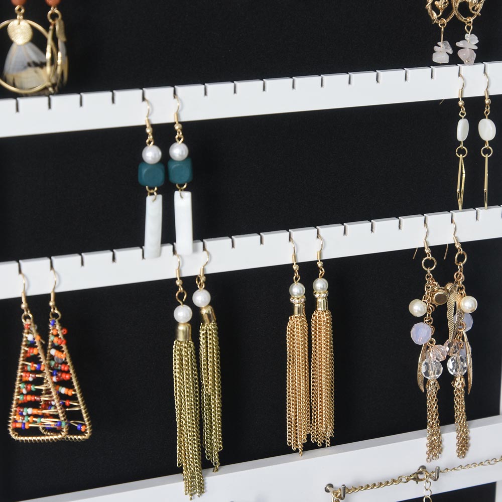 Portland White Lockable Mirror Jewellery Adjustable Armoire Image 4