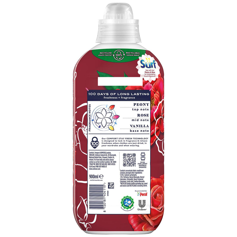 Comfort Creations Peony and Rose Lasting Fragrance Fabric Conditioner 30 Washes 900ml 4 Pack Image 4