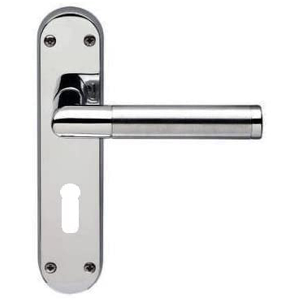 Golden Grace Duo Chrome Satin Finish Backplate Mitred Door Handle Set 182 x 45mm Image 3