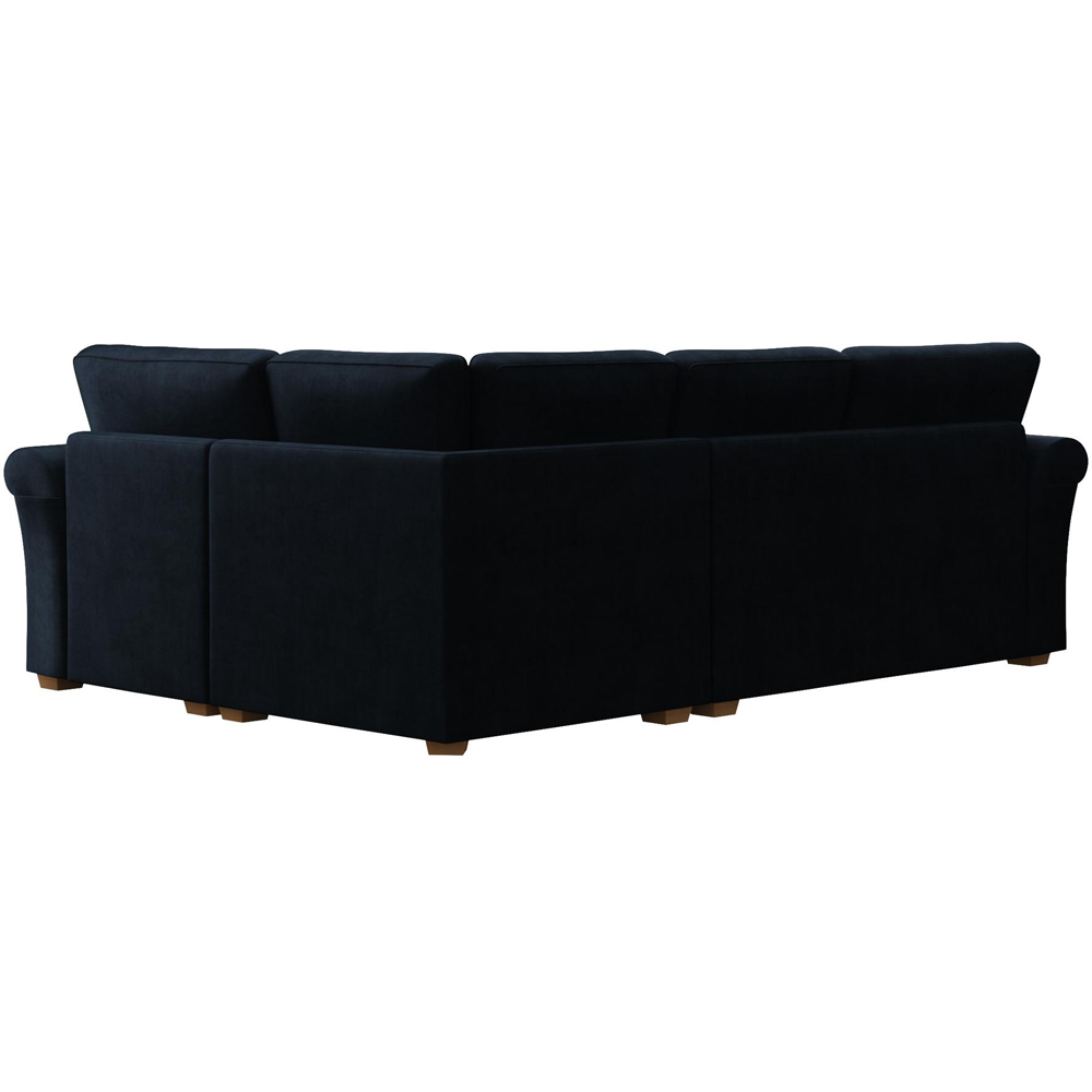 Castleacre 3 Seater Royal Blue Plush Velvet Left Hand Fixed Back Corner Sofa Image 4