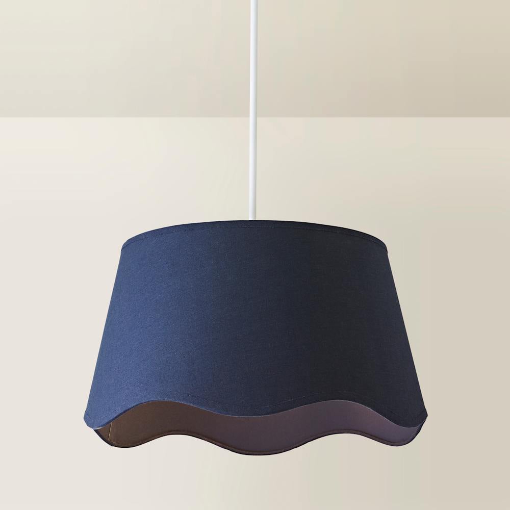 ValueLights Mabel Navy Linen Scallop Edge Large Lamp Shade Image 4