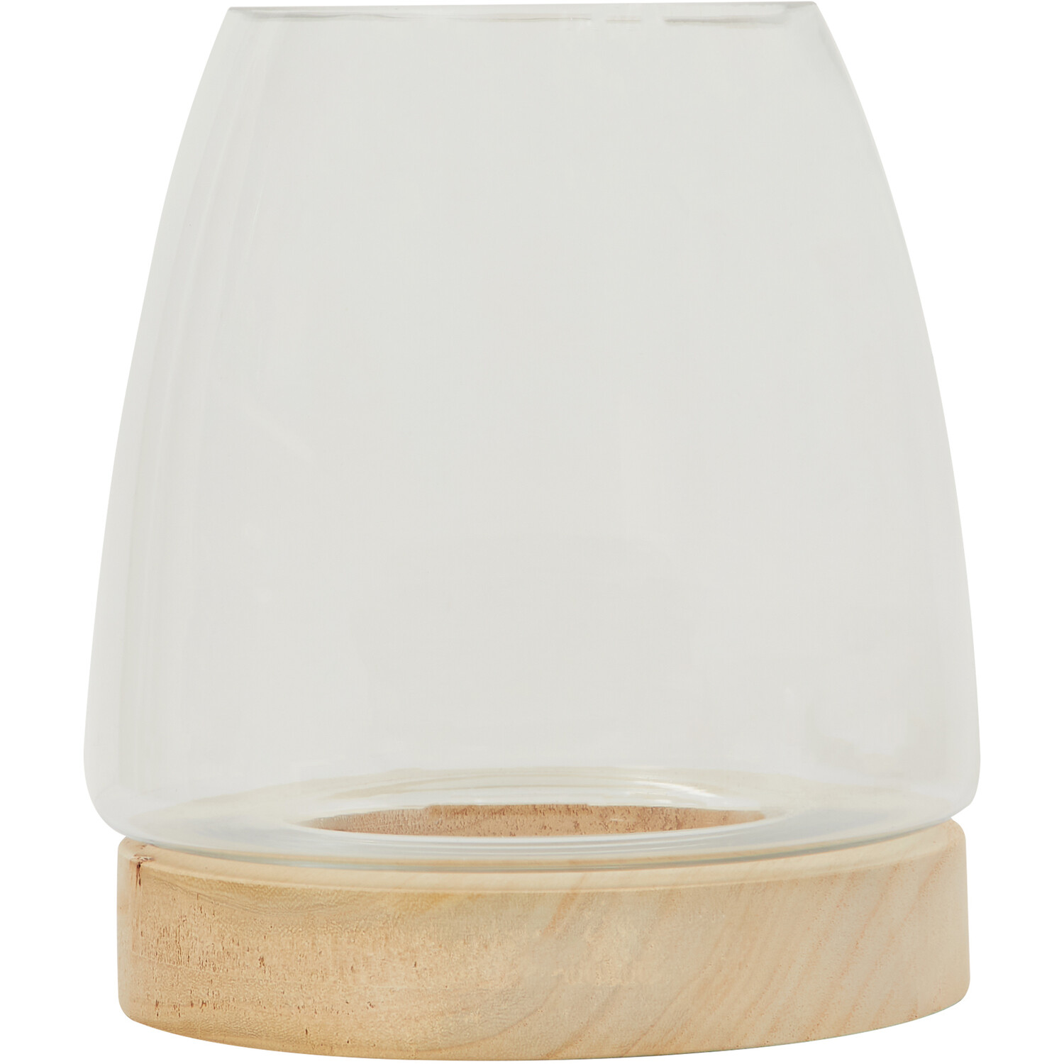 Glass Hurricane with Wooden Base Image 1