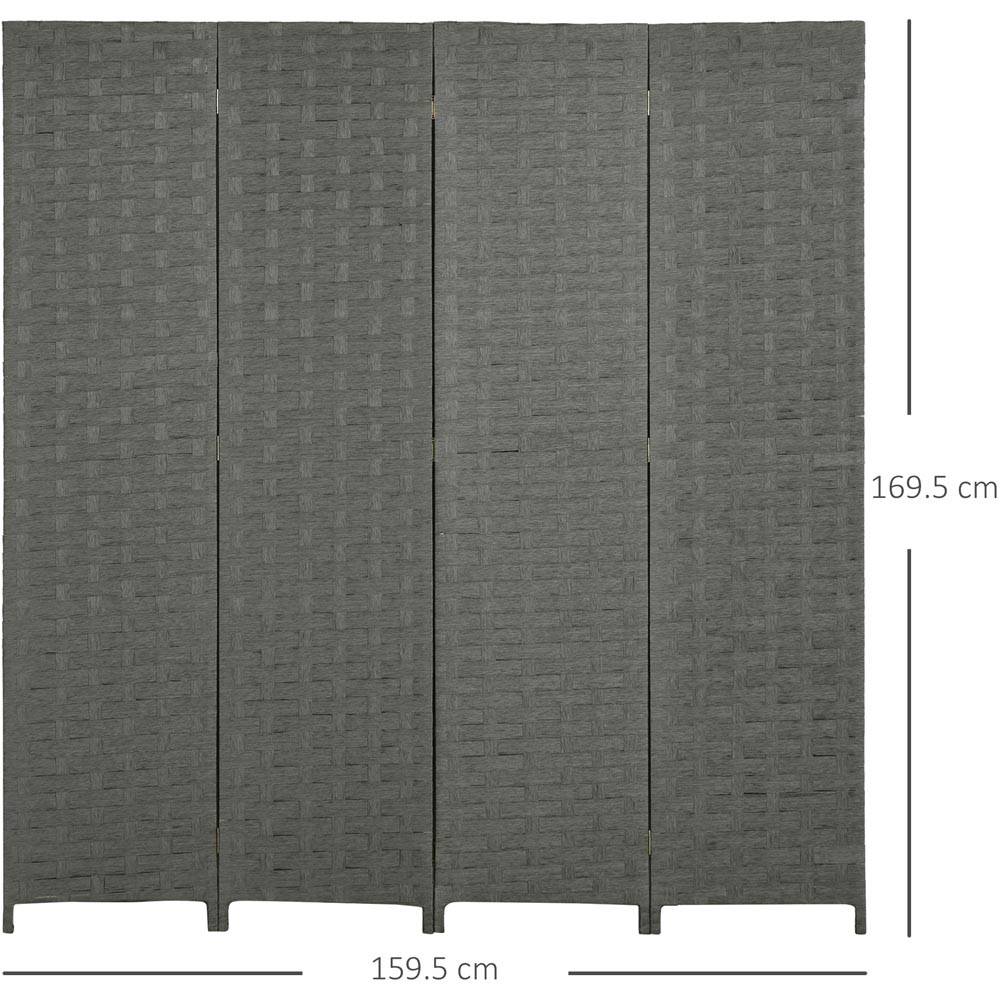 Portland 4 Panel Grey Folding Privacy Screen 169.5 x 159.5cm Image 9