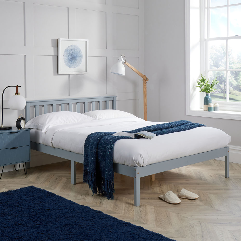 Home Source Florida Double Grey Low End Wooden Bed Image 7