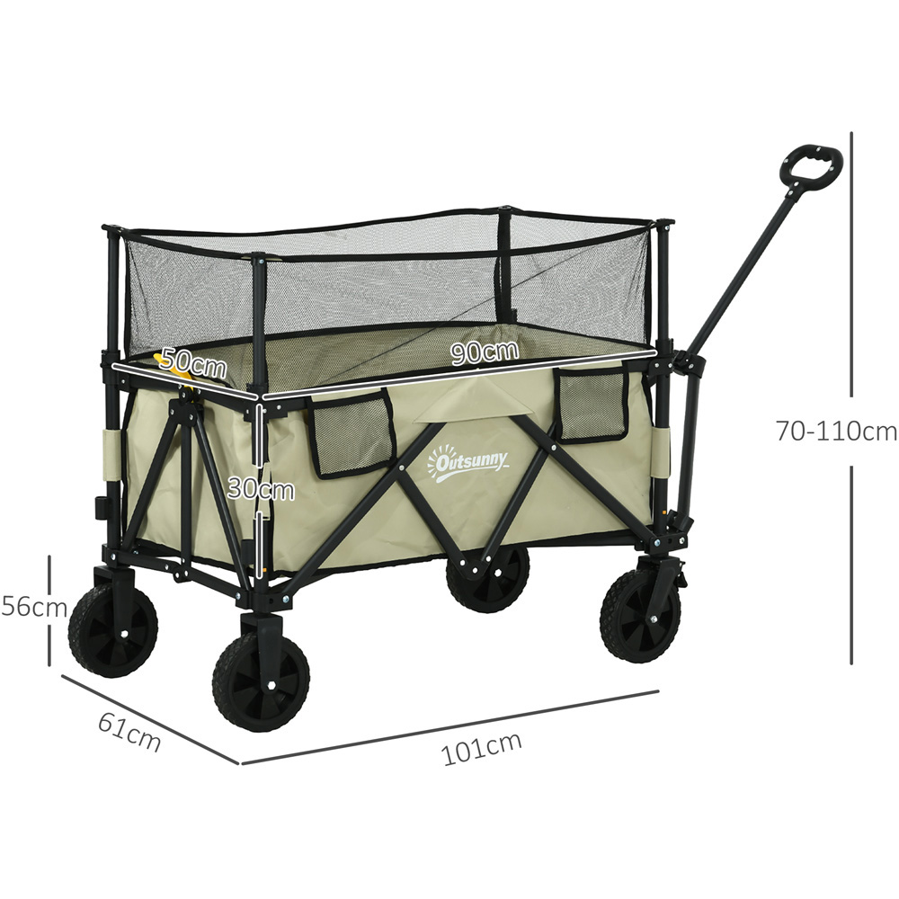 Outsunny Khaki Folding Garden Trolley 180L Image 7