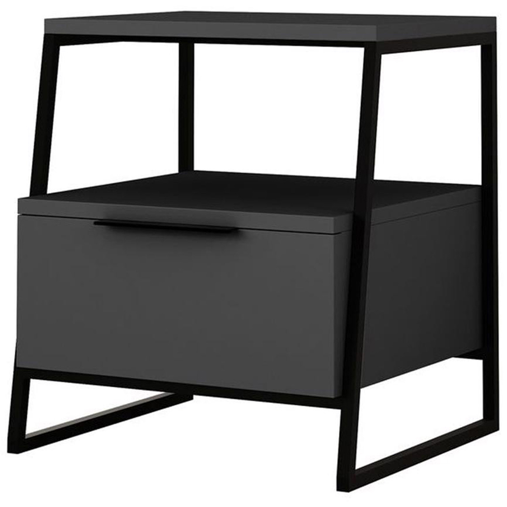 FWStyle Pal Single Door Anthracite Bedside Table Image 2