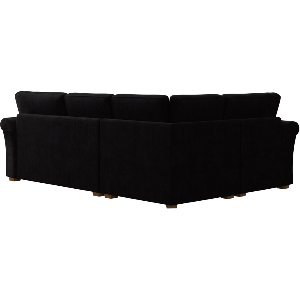 Castleacre 3 Seater Ebony Plush Velvet Right Hand Fixed Back Corner Sofa Image 4