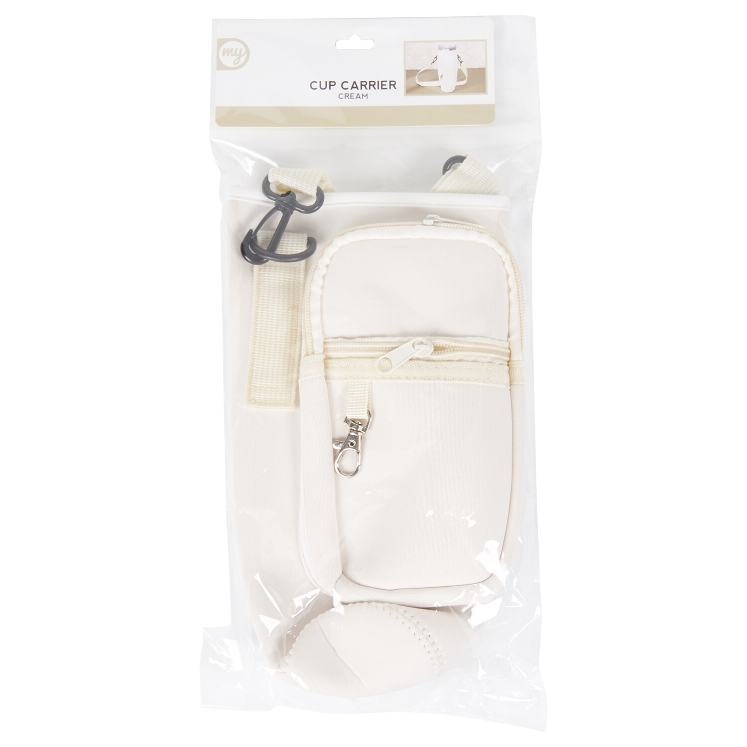 Cup Carrier with Side Pockets - Cream Image 3