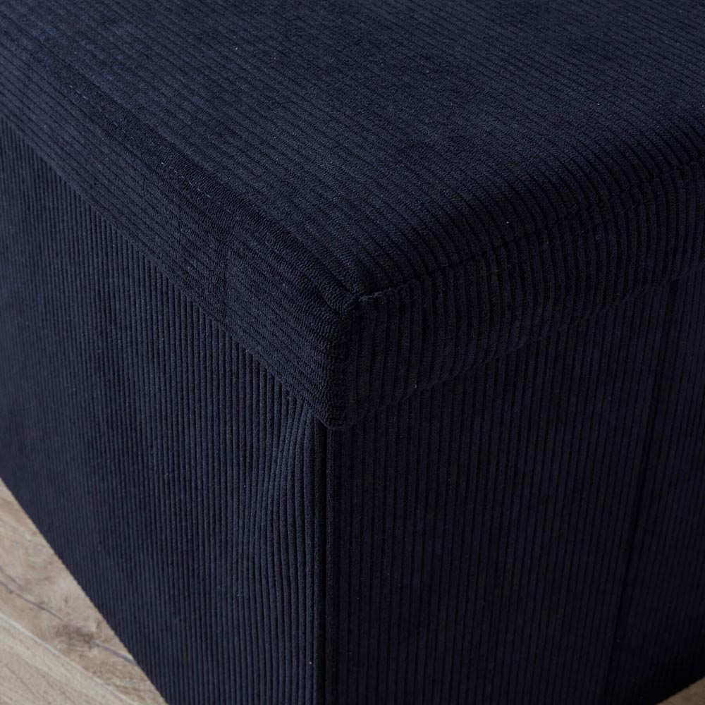 Home Source Black Corduroy Fabric Rectangular Foldable Storage Ottoman Image 4