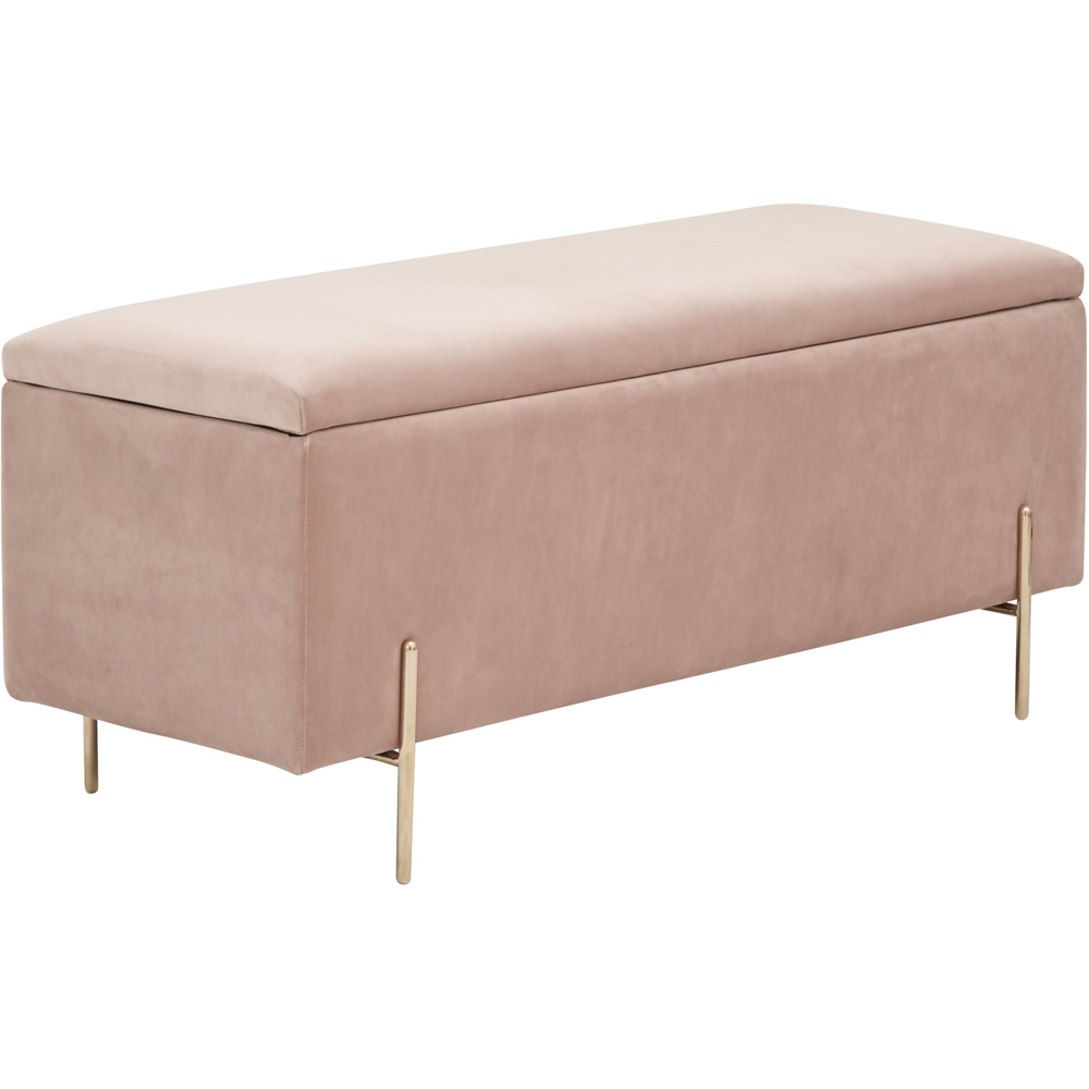 GFW Mystica Blush Pink Velvet Ottoman Storage Bench Image 2