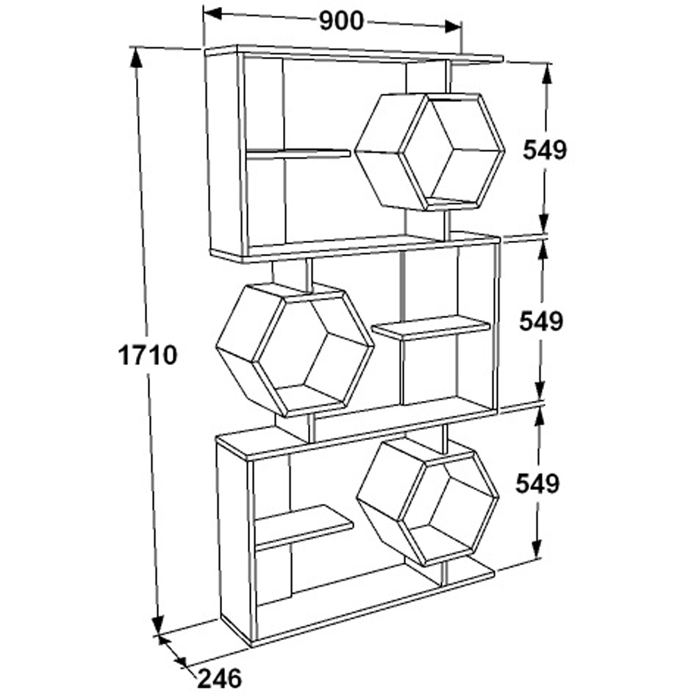 Decorotika Darla 9 Shelf White and Anthracite Geometric Bookcase Image 6