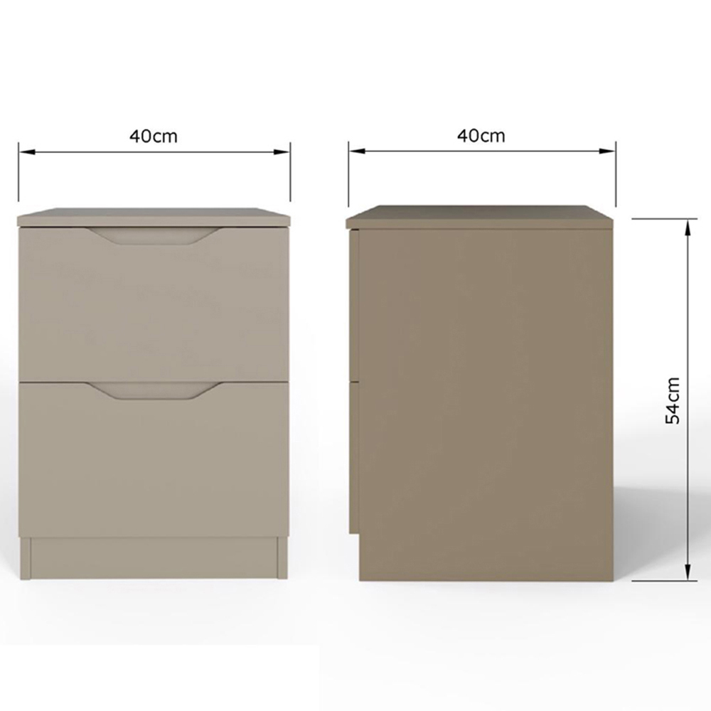 FWStyle Luno 2 Drawer Putty Modern Bedside Table Image 7