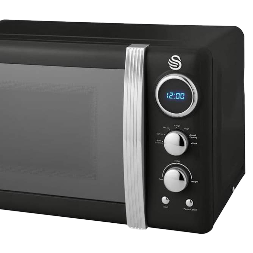 Swan SM22030LBN Black Retro Digital Microwave 20L Image 3