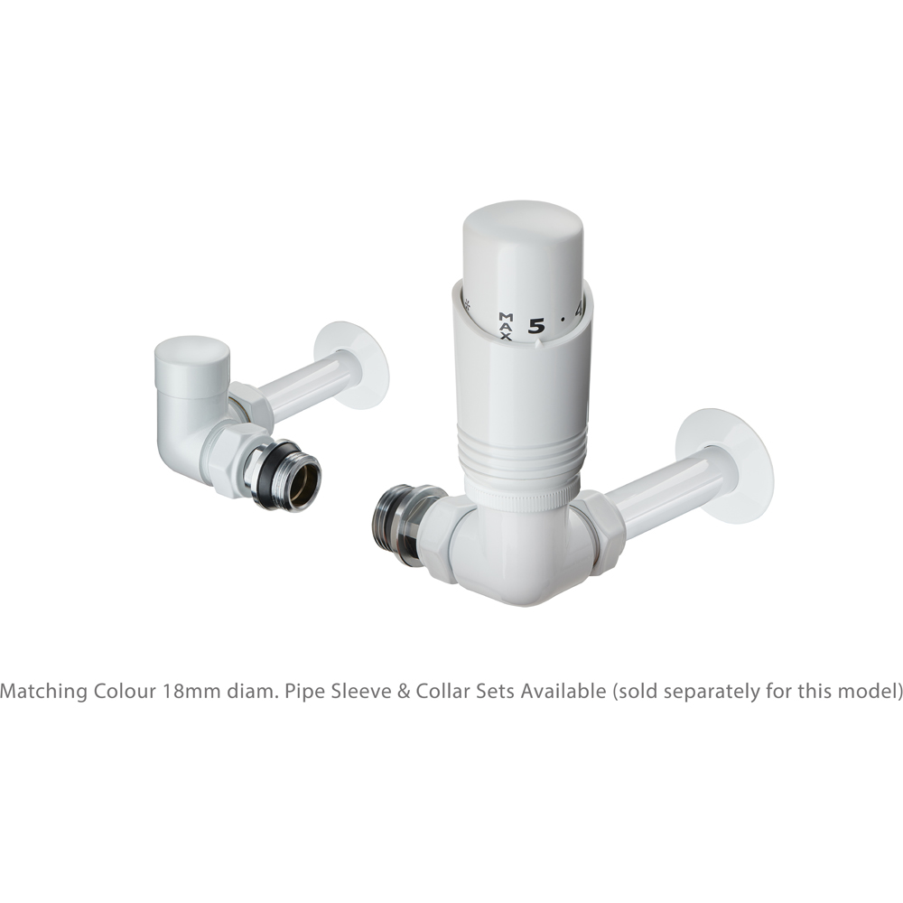 Terma Cylindrical White 3-Axis Thermostatic Radiator Valve and Lockshield Set Image 4