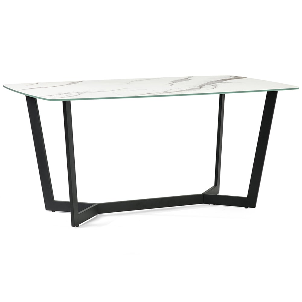 Julian Bowen Olympus Brooklyn and Marble Effect 6 Seater Dining Set White and Charcoal Image 2