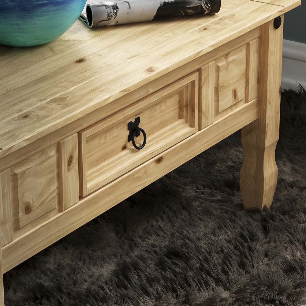Vida Designs Corona Single Drawer Pine Coffee Table Image 3
