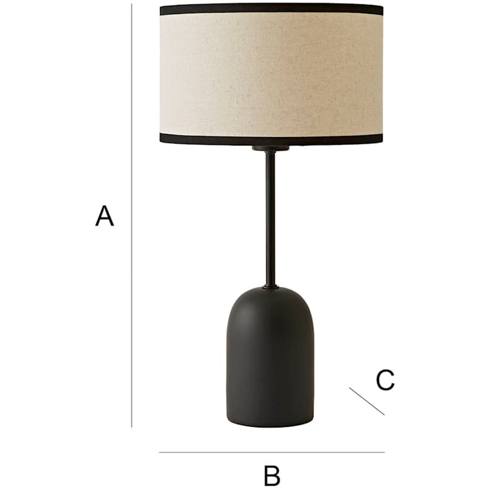 ValueLights Kaiden Black Trim Linen Shade Dome Table Lamp Image 7