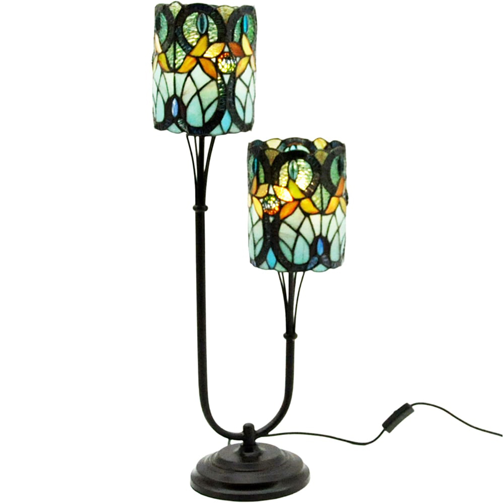 Acacia Home Tiffany Light Blue Twin Stem Table Lamp 15.2cm Image 1