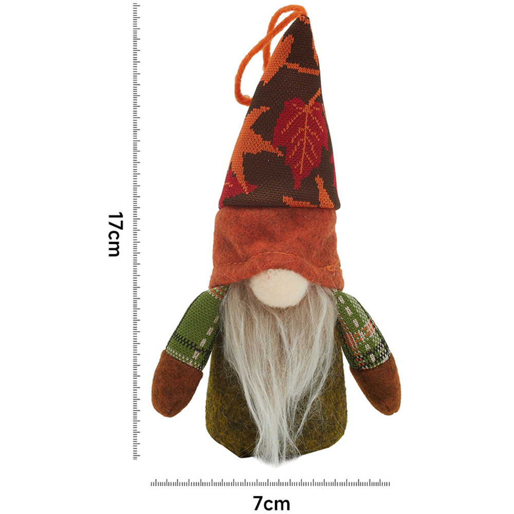 Living and Home Orange Handmade Harvest Maple Gnome LED Ornament 17cm Image 9