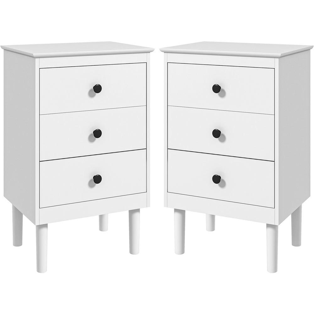 Portland 3 Drawer White Bedside Table Set of 2 Image 2