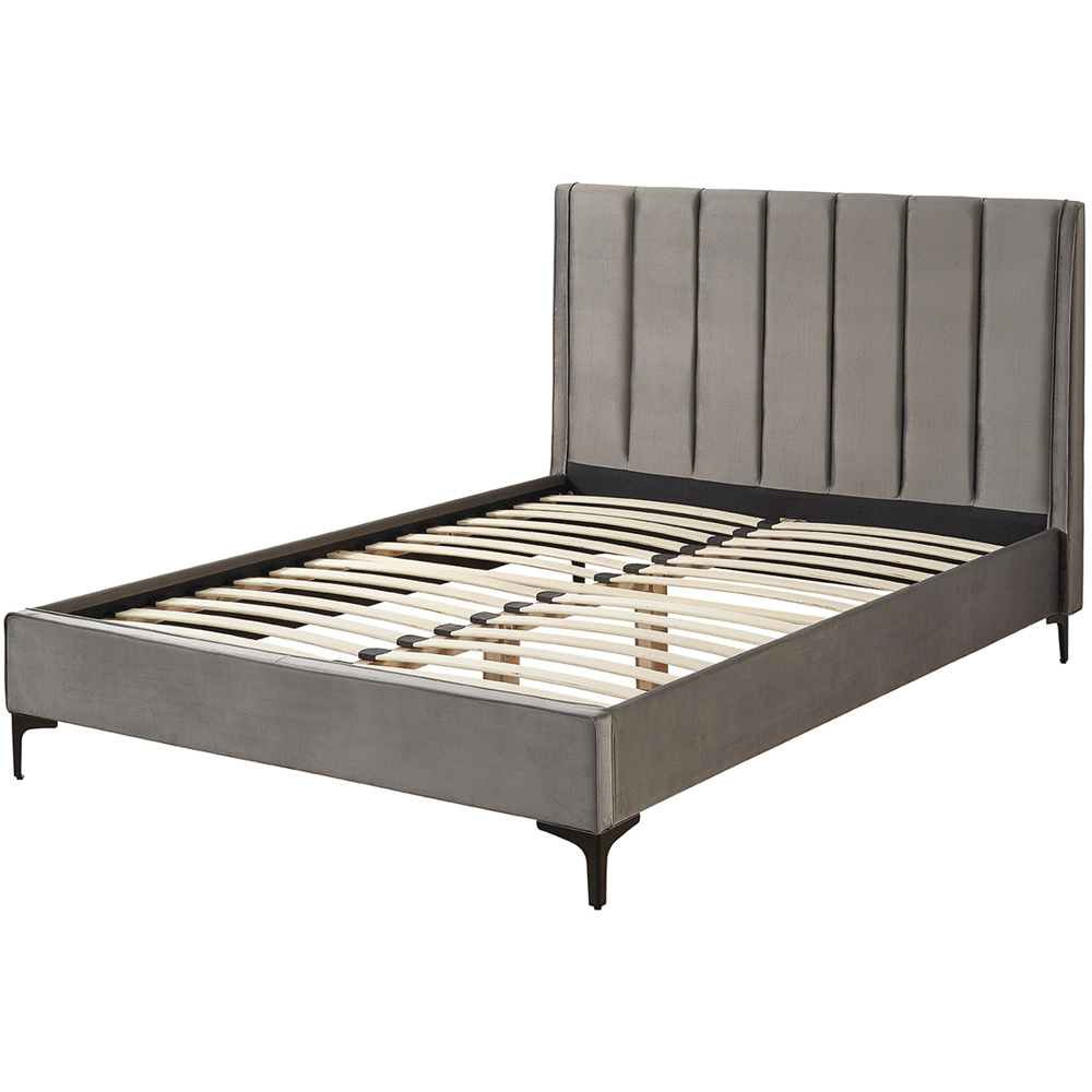 Aspire Furniture Phoebe Double Grey Brushed Velvet Bed Frame Image 2