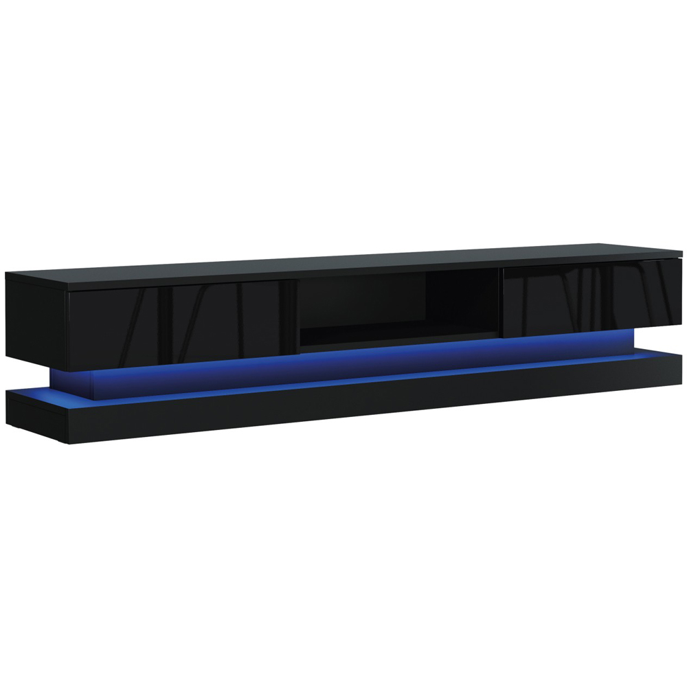 Creative Furniture Bloom Black and Black Gloss 2 Door Single Shelf TV Unit with LED Image 2
