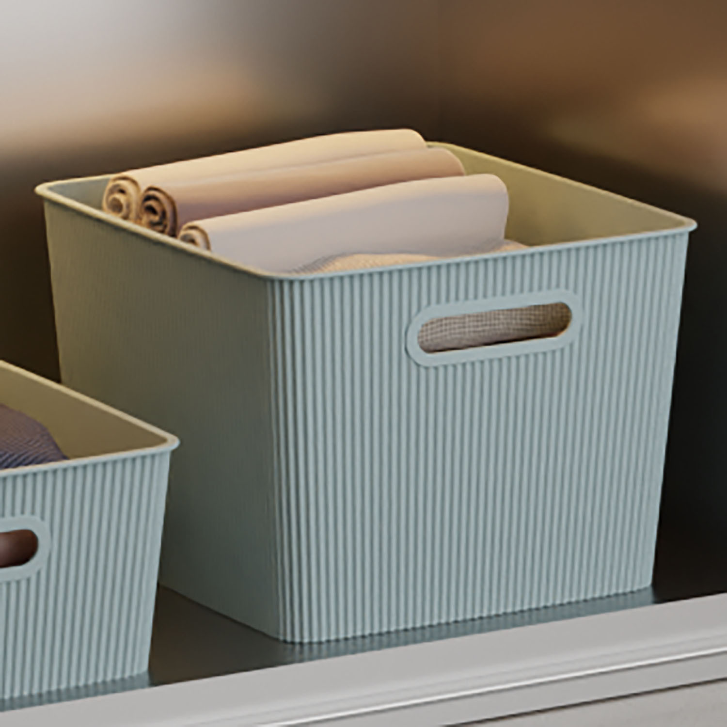 My Home Ribbed Storage Basket - Slate / Large Image 4