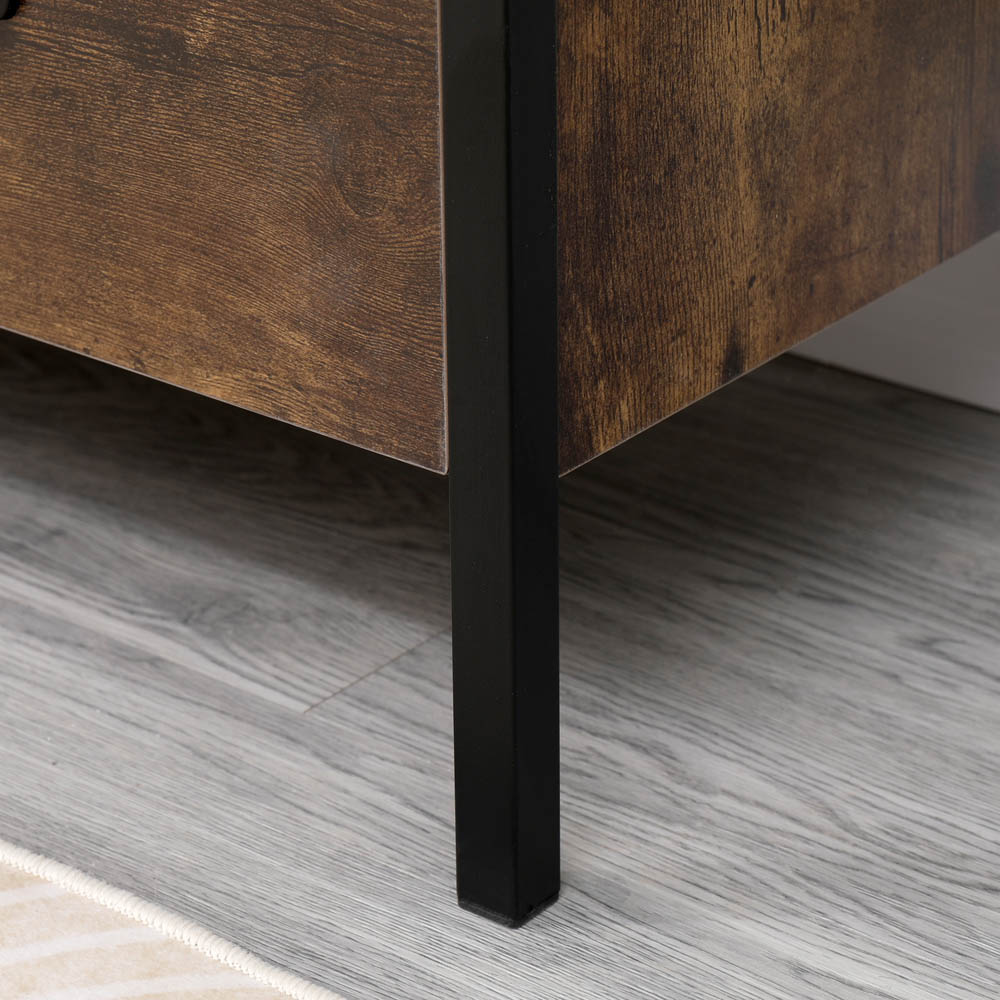 FurnitureHMD 4 Drawer Black and Brown Industrial Wooden Chest of Drawers Image 4