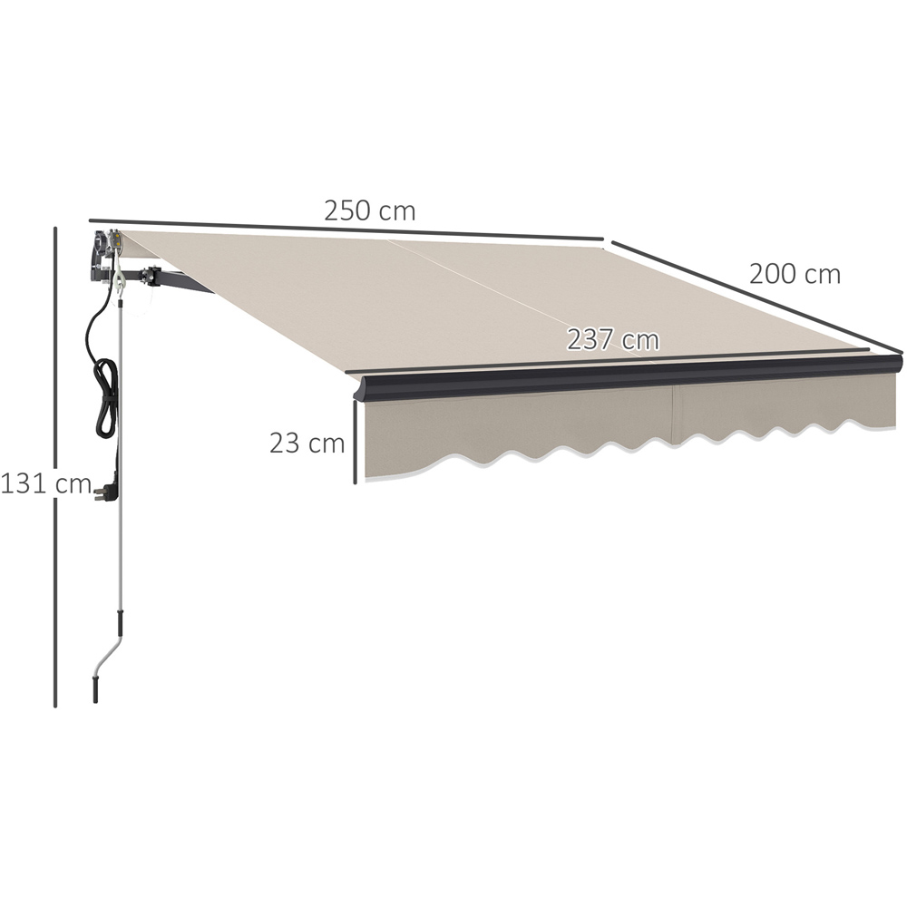 Outsunny 2.5 x 2m Beige Electric Retractable Awning Image 9