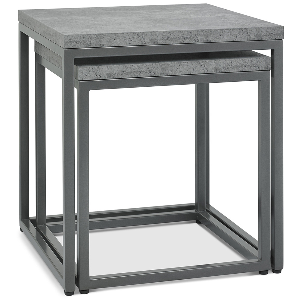 Bentley Designs Renzo Zinc and Dark Grey Nesting Table Set of 2 Image 2