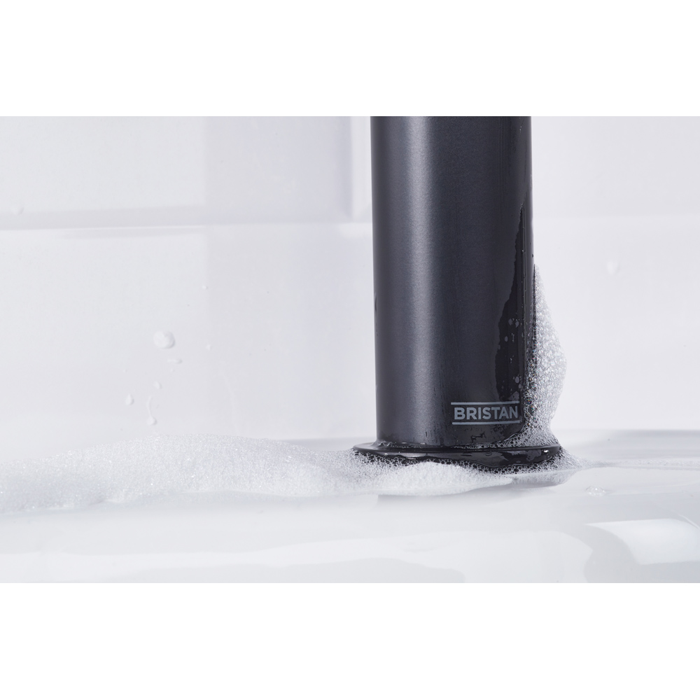 Bristan Elevar Matt Black Mono Basin Mixer with Clicker Waste Image 7