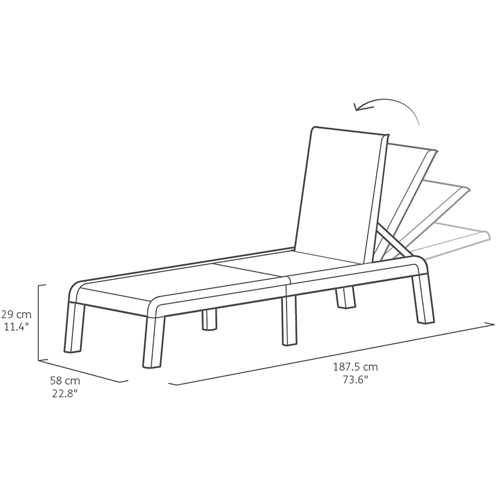Keter Mallorca Set of 2 Graphite 4 Position Backrest Sun Loungers Image 9