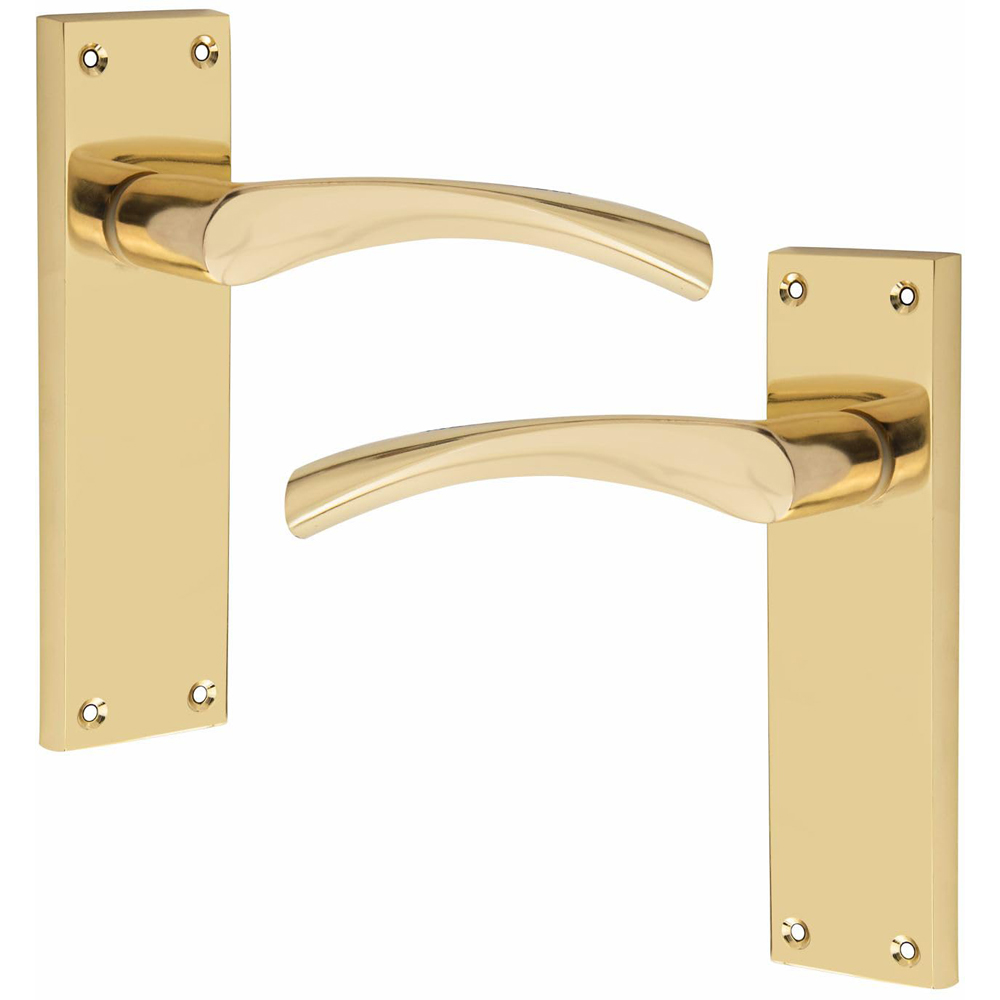 Golden Grace Gold Polished Brass Victorian Scroll Astrid Latch Lock Door Handle 4 Pack 150 x 40mm Image 3