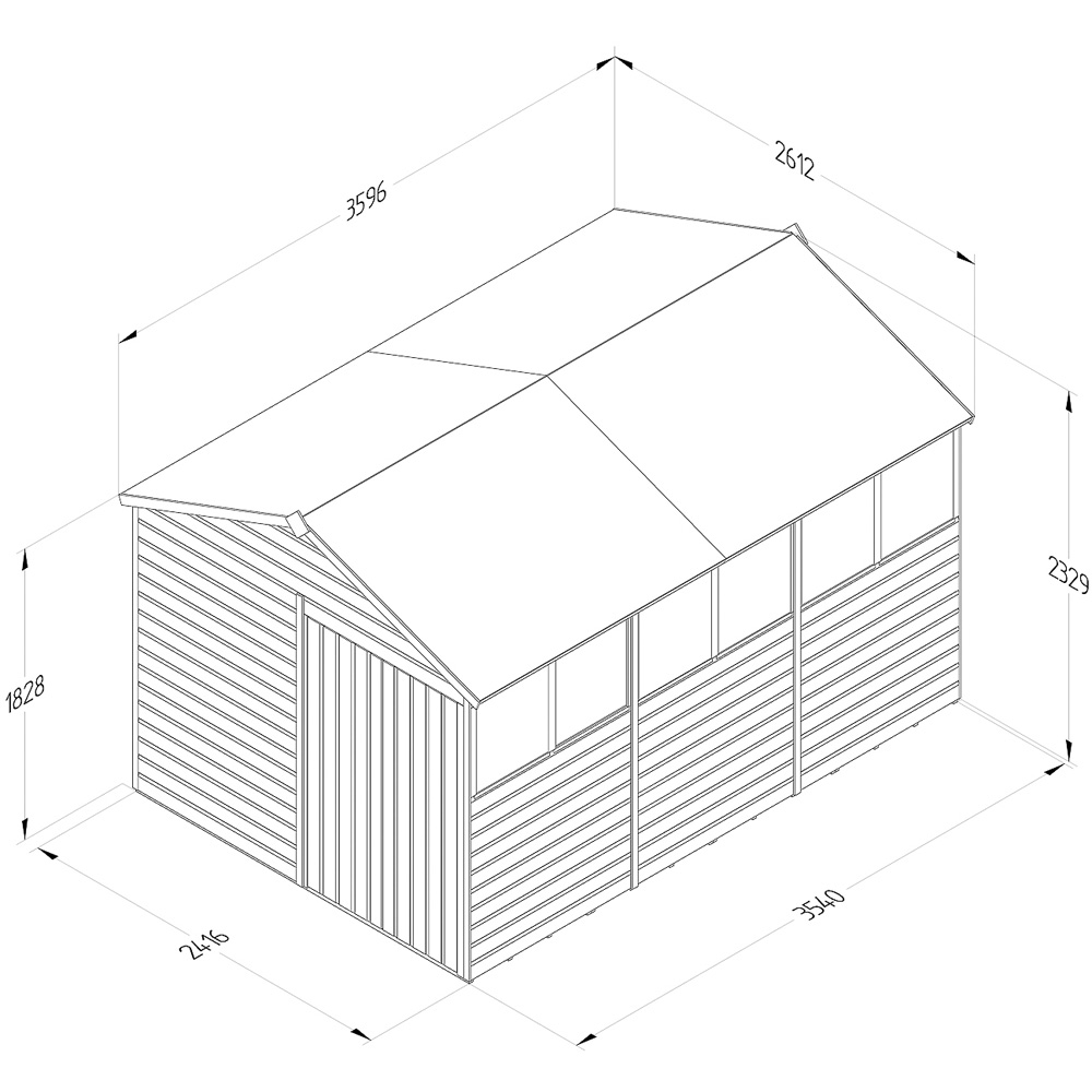 Forest Garden Beckwood 8 x 12ft Double Door 6 Windows Shiplap Apex Shed Image 9