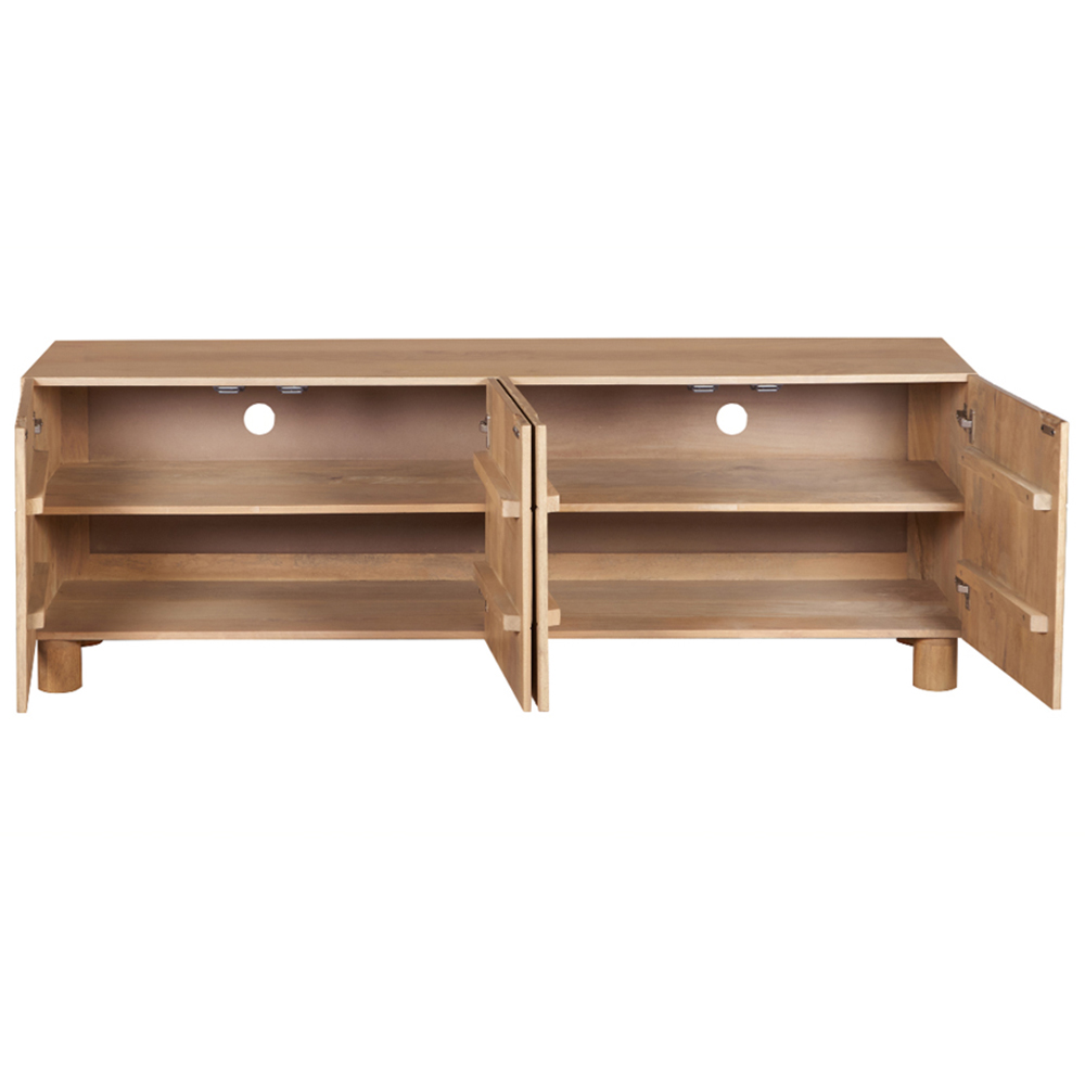 IH Design Ajmer 4 Door Solid Wood Large Low Board TV Cabinet Image 3