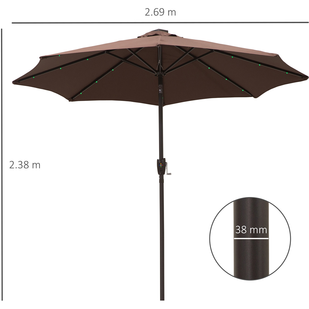 Outsunny Brown Coffee 24 Solar LED Parasol 2.38m Image 7