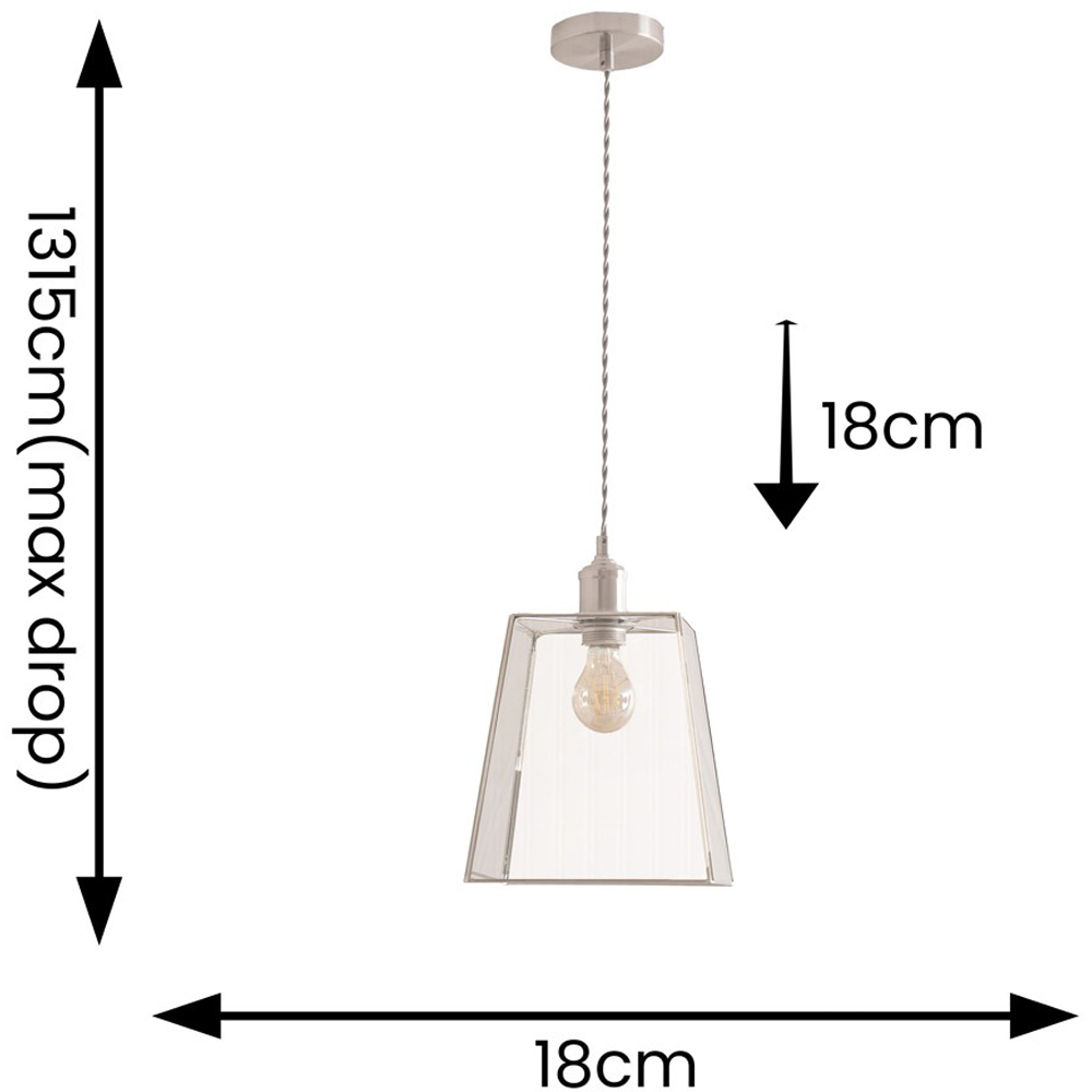 ValueLights Susie Glass Lantern Brushed Chrome Single LED Ceiling Pendant Light Image 7