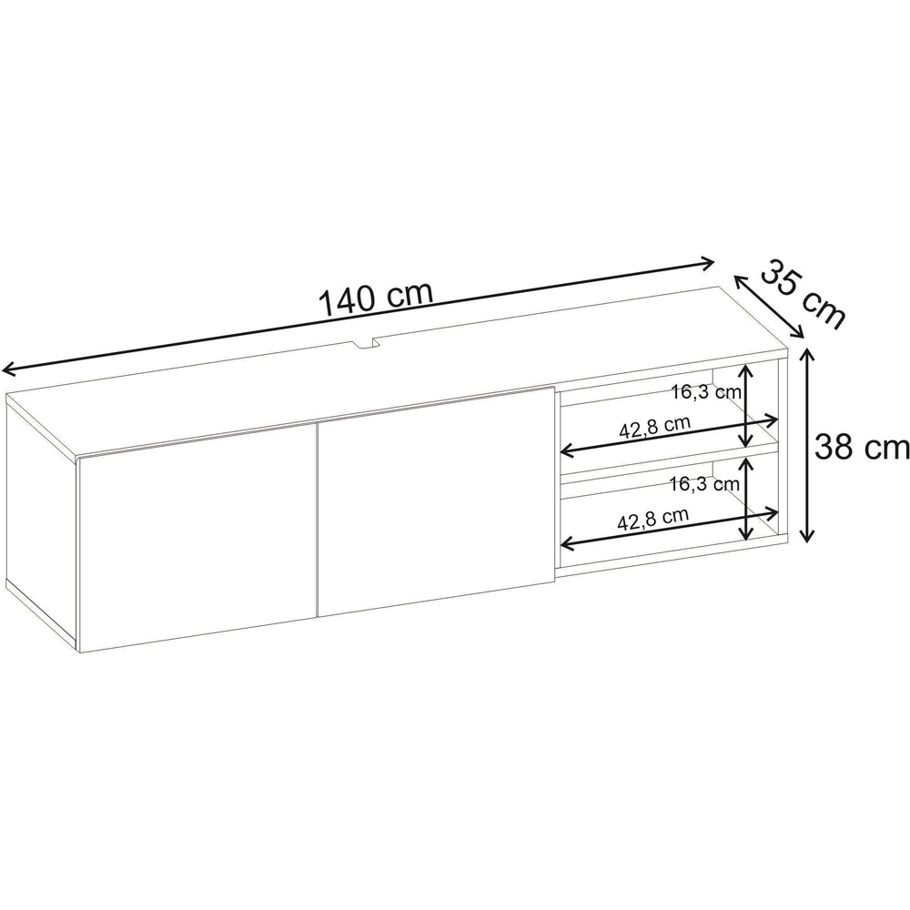 Decortie Conrad 2 Door 2 Shelf White TV Unit Image 6