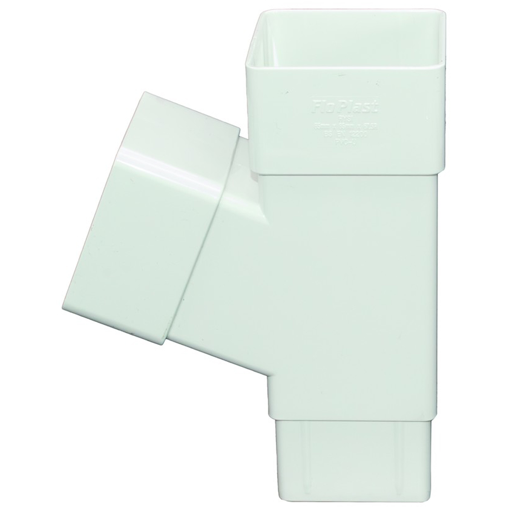 FloPlast Square 112 Degree Downpipe Branch White 65mm Image 4