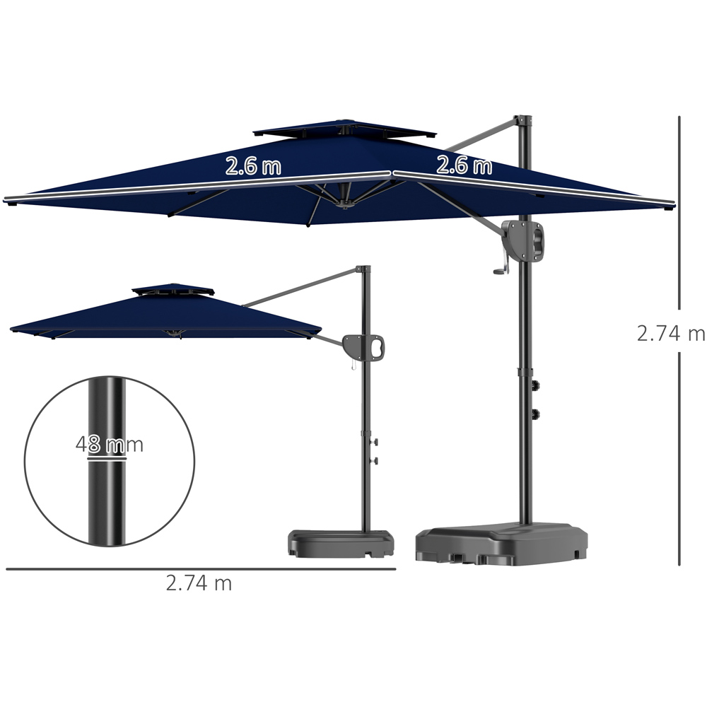 Outsunny Dark Blue Garden Cantilever Parasol Image 7