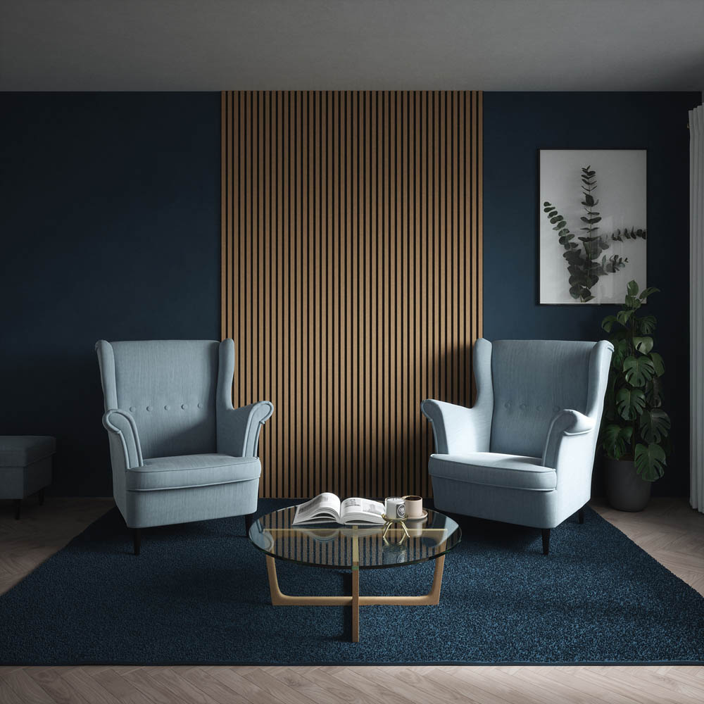 Kraus Easy Living Medium Oak Acoustic Slat Wall Panel 240 x 60cm 3 Pack Image 2