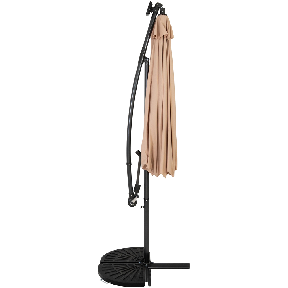 MonsterShop LED Beige Cantilever Parasol with Half Fan Base 3m Image 3