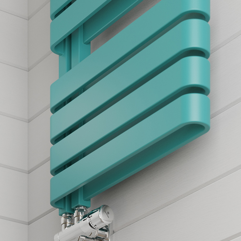 Terma Warp S Matt Teal Heated Towel Rail 2605 BTU 1110 x 500mm Image 6