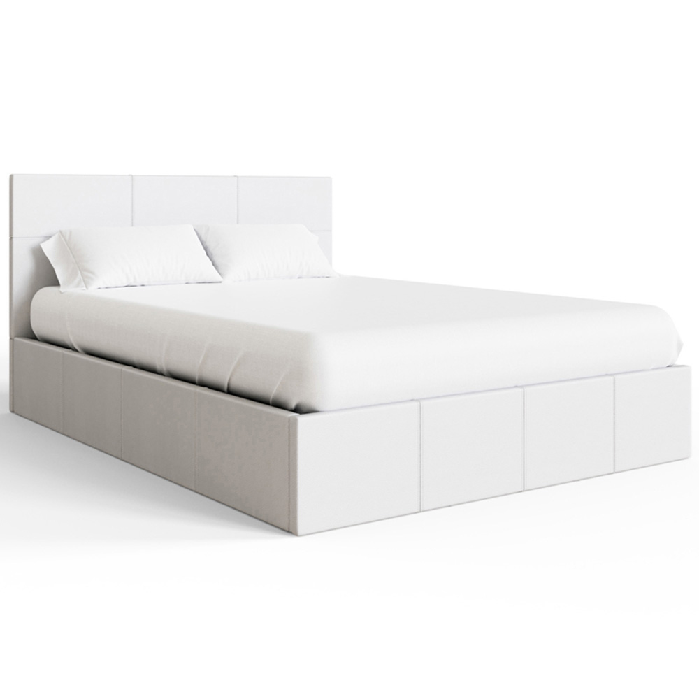 GFW Double White Faux Leather End Lift Ottoman Bed with Memory Pocket Spring Mattress Image 3