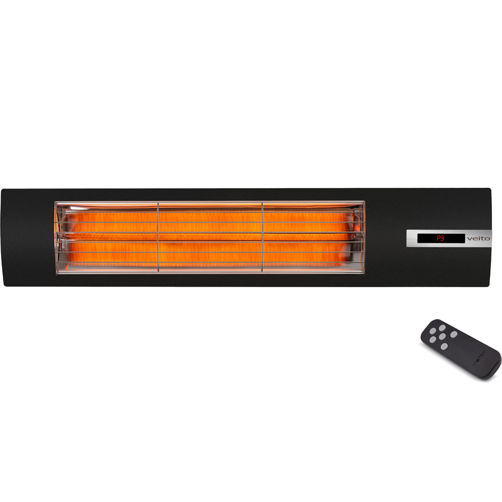 Veito Space-S2500 Black Wall and Ceiling Mounted Outdoor Patio Infrared Heater 2500W Image 3
