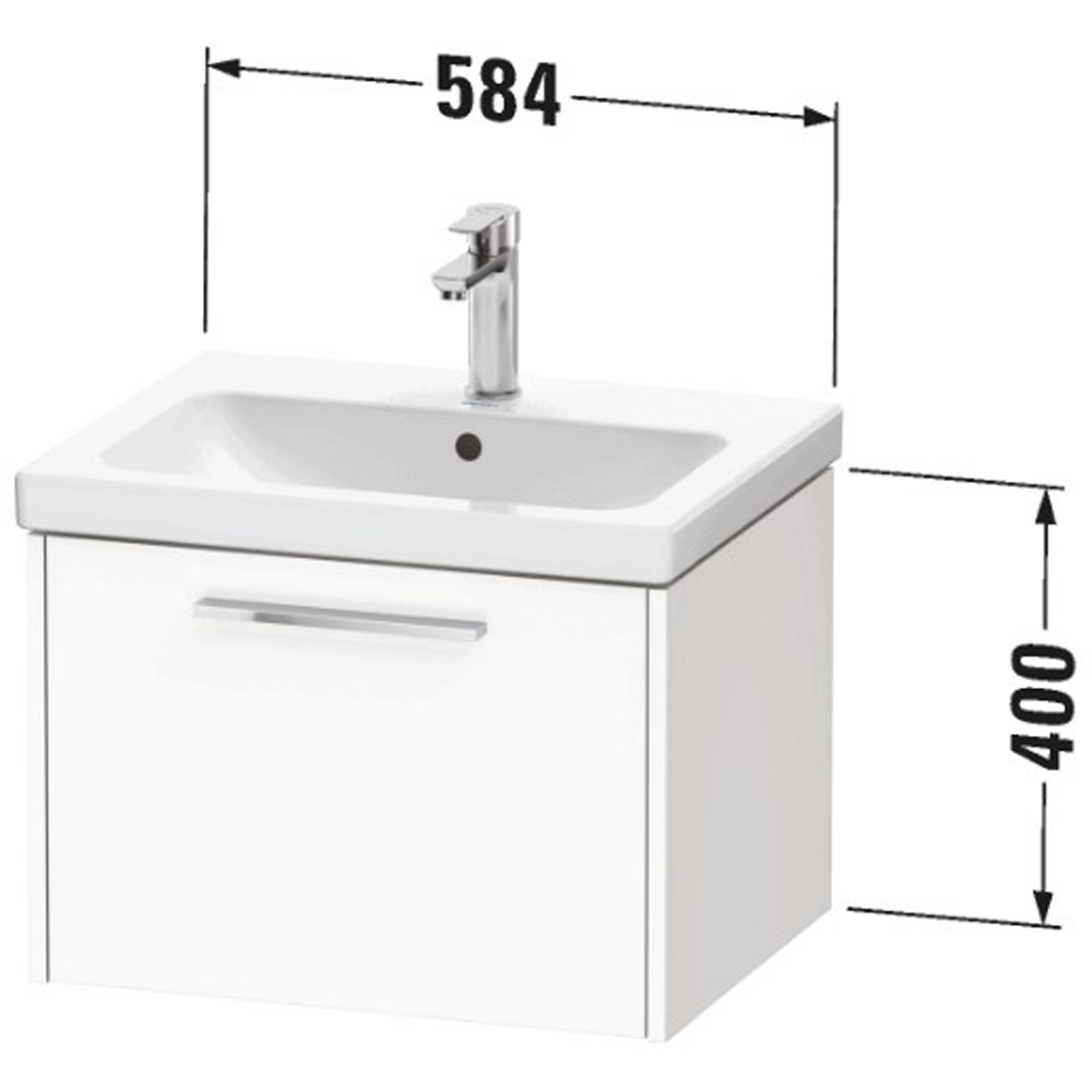 Duravit D-Code Single Drawer Matt White Wall Hung Vanity Unit 584 x 460mm Image 2