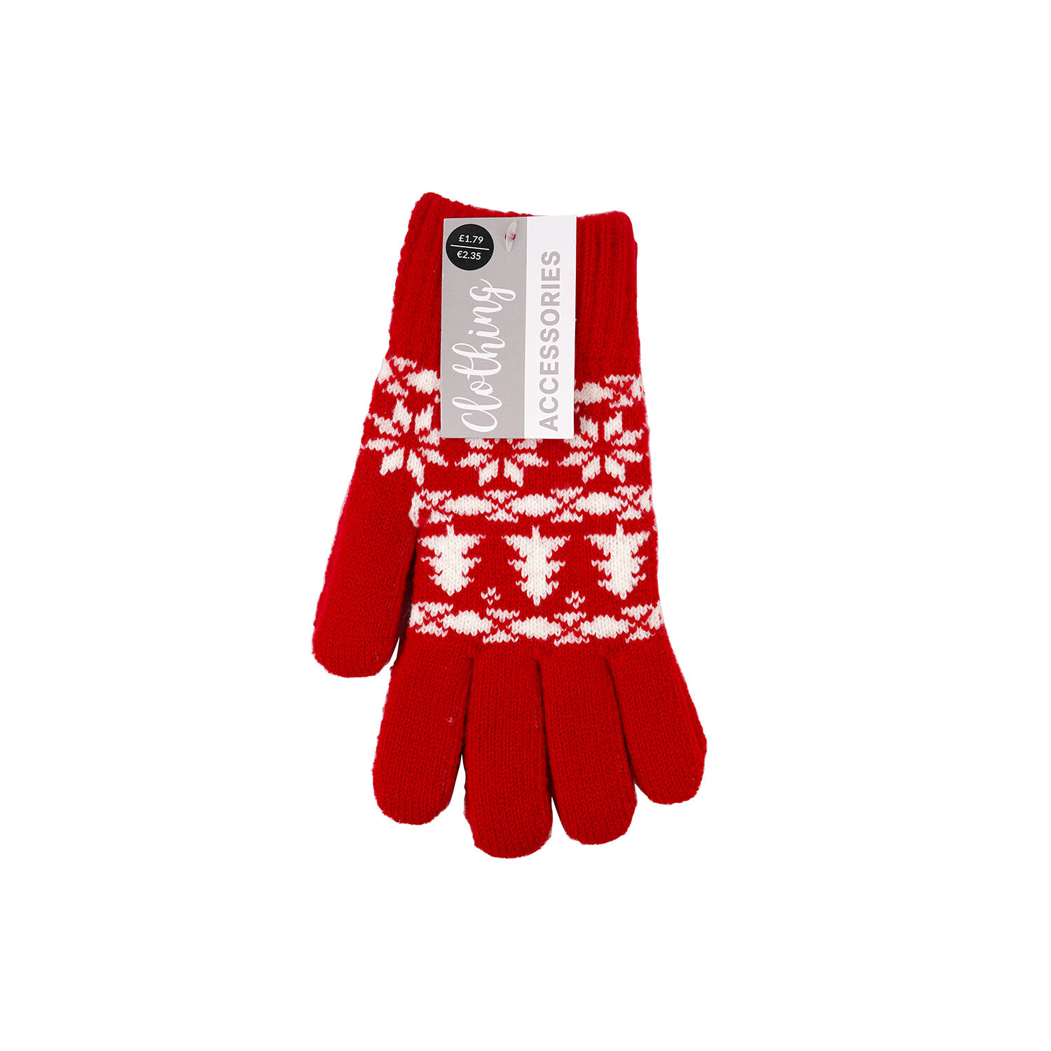 Christmas Gloves Red and White  - Red and White Image 2