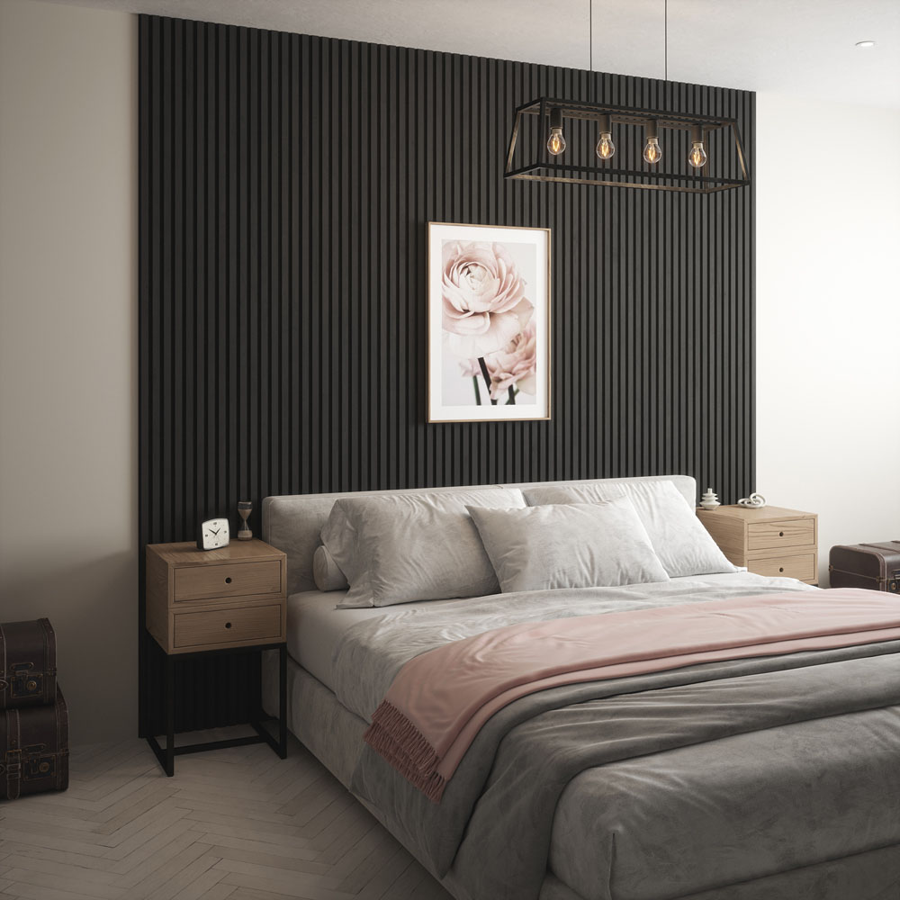 Kraus Easy Living Slate Grey Acoustic Slat Wall Panel 240 x 60cm 5 Pack Image 3